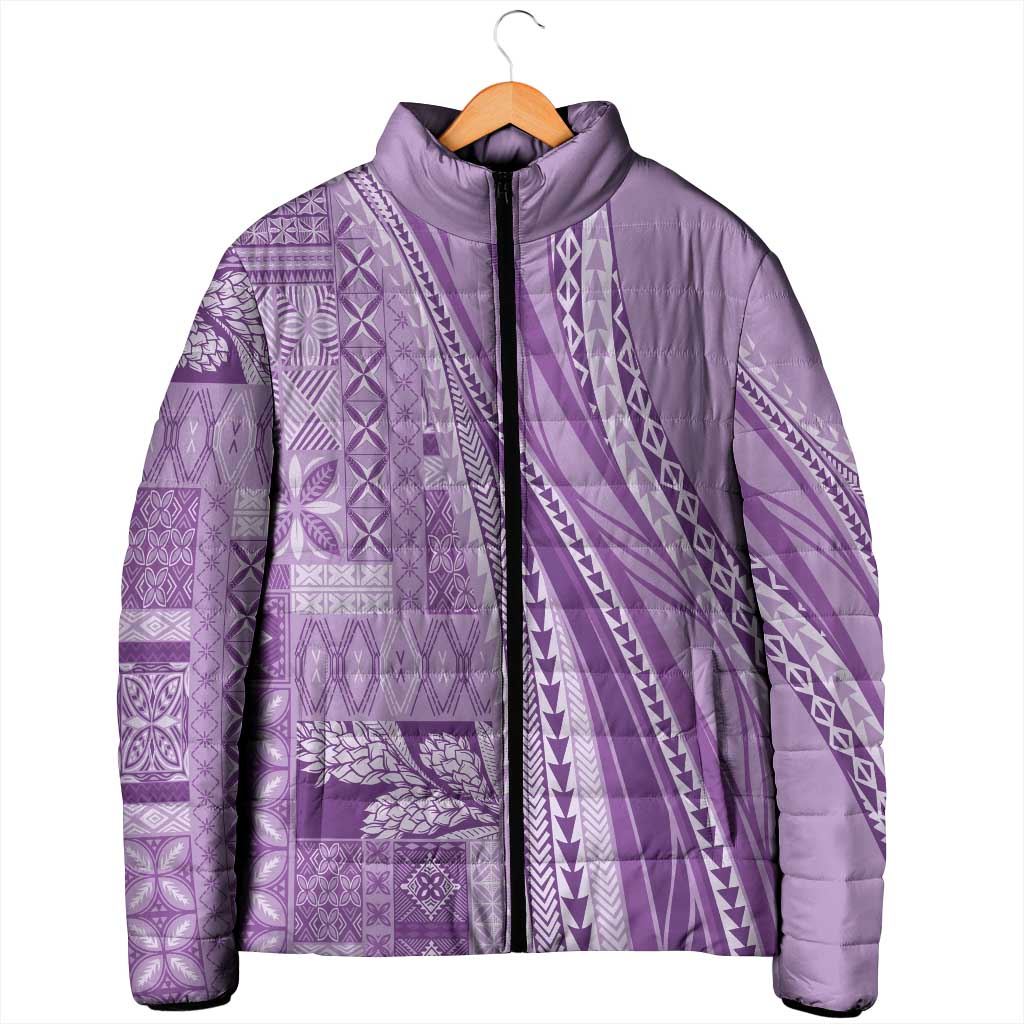 Pasifika Women's Day - Samoa Siapo Malu Tattoo Inspired Padded Jacket Lavender LT7 - Polynesian Pride