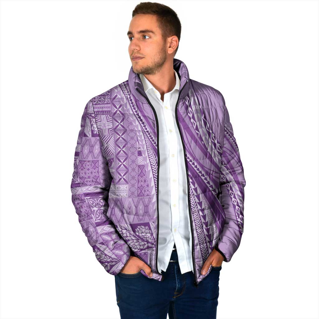 Pasifika Women's Day - Samoa Siapo Malu Tattoo Inspired Padded Jacket Lavender LT7 - Polynesian Pride