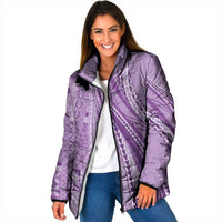 Pasifika Women's Day - Samoa Siapo Malu Tattoo Inspired Padded Jacket Lavender LT7 Women Lavender - Polynesian Pride