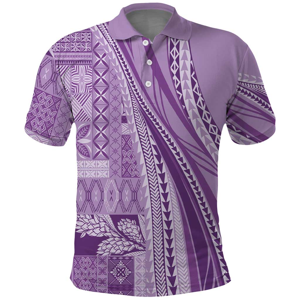 Pasifika Women's Day - Samoa Siapo Malu Tattoo Inspired Polo Shirt Lavender