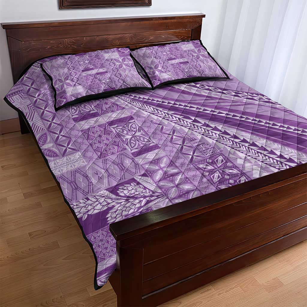 Pasifika Women's Day - Samoa Siapo Malu Tattoo Inspired Quilt Bed Set Lavender LT7 - Polynesian Pride