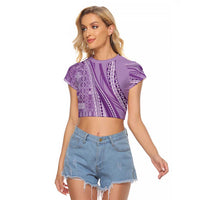 Pasifika Women's Day - Samoa Siapo Malu Tattoo Inspired Raglan Cropped T Shirt Lavender