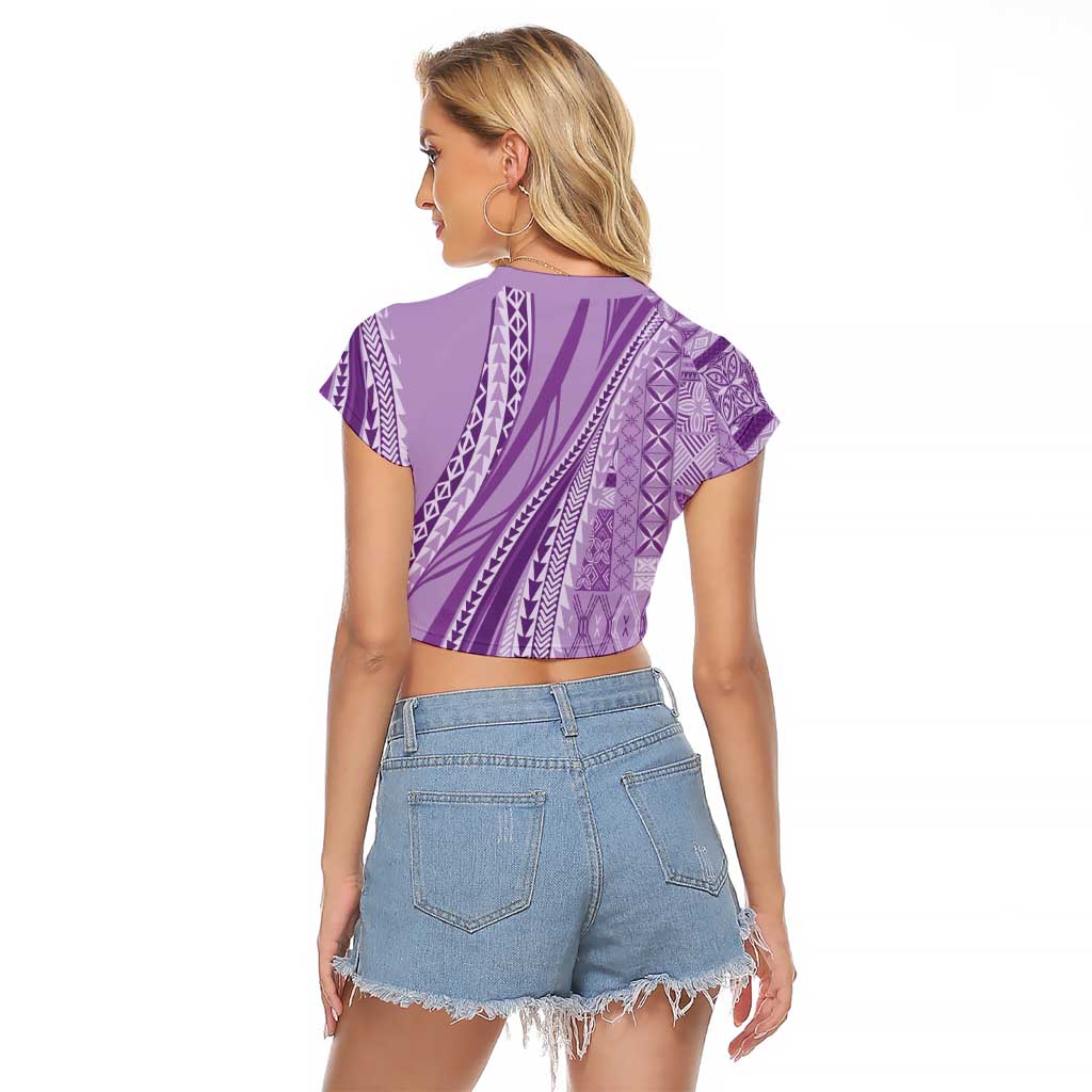 Pasifika Women's Day - Samoa Siapo Malu Tattoo Inspired Raglan Cropped T Shirt Lavender