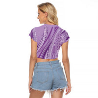 Pasifika Women's Day - Samoa Siapo Malu Tattoo Inspired Raglan Cropped T Shirt Lavender