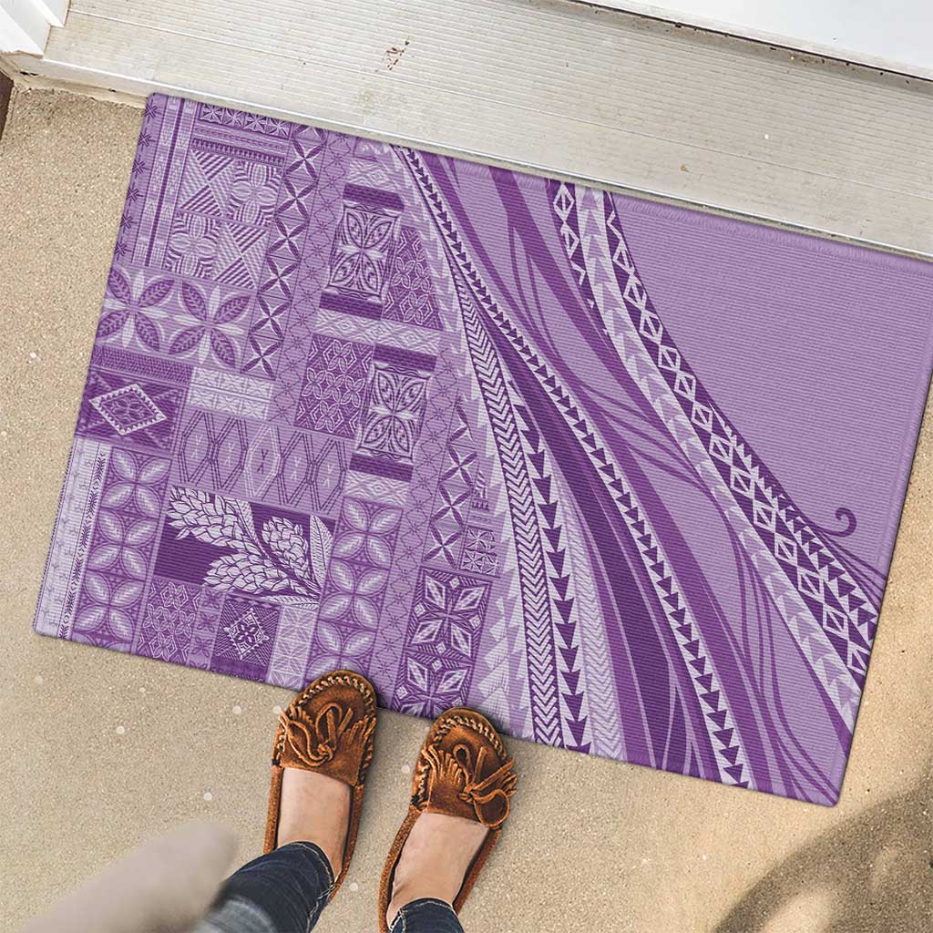 Pasifika Women's Day - Samoa Siapo Malu Tattoo Inspired Rubber Doormat Lavender LT7 - Polynesian Pride