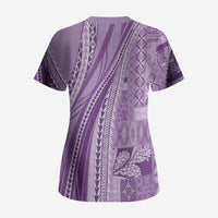 Pasifika Women's Day - Samoa Siapo Malu Tattoo Inspired Scrub Top Lavender LT7 - Polynesian Pride