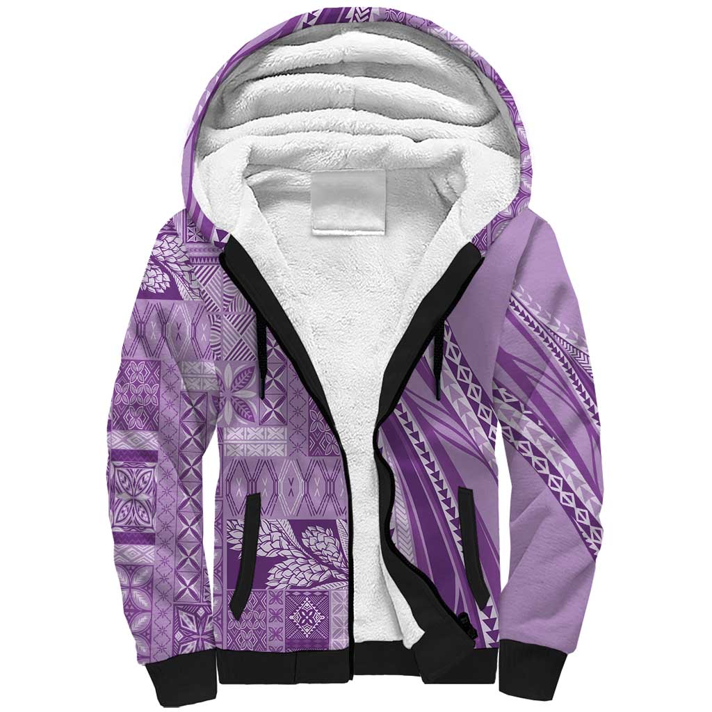Pasifika Women's Day - Samoa Siapo Malu Tattoo Inspired Sherpa Hoodie Lavender