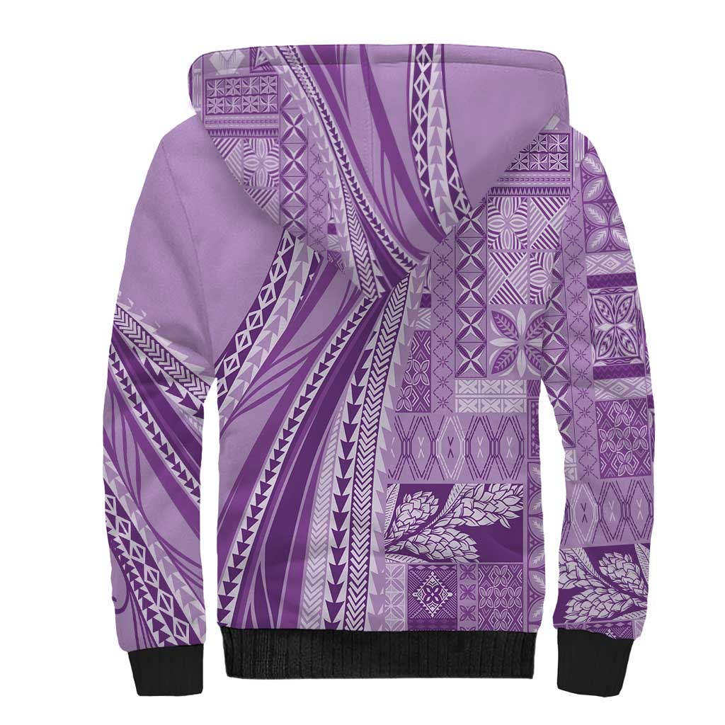 Pasifika Women's Day - Samoa Siapo Malu Tattoo Inspired Sherpa Hoodie Lavender