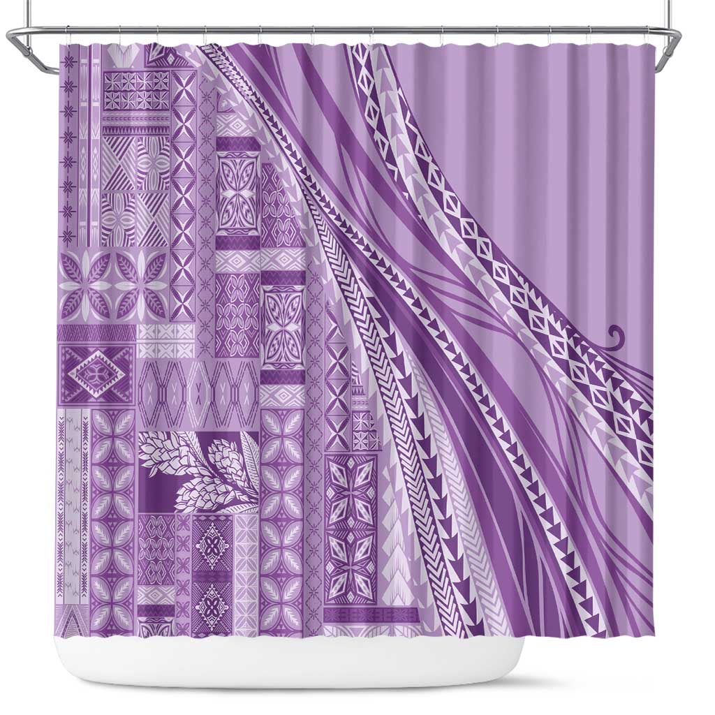 Pasifika Women's Day - Samoa Siapo Malu Tattoo Inspired Shower Curtain Lavender LT7 Lavender - Polynesian Pride