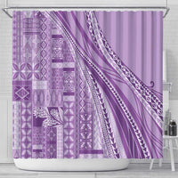 Pasifika Women's Day - Samoa Siapo Malu Tattoo Inspired Shower Curtain Lavender LT7 - Polynesian Pride