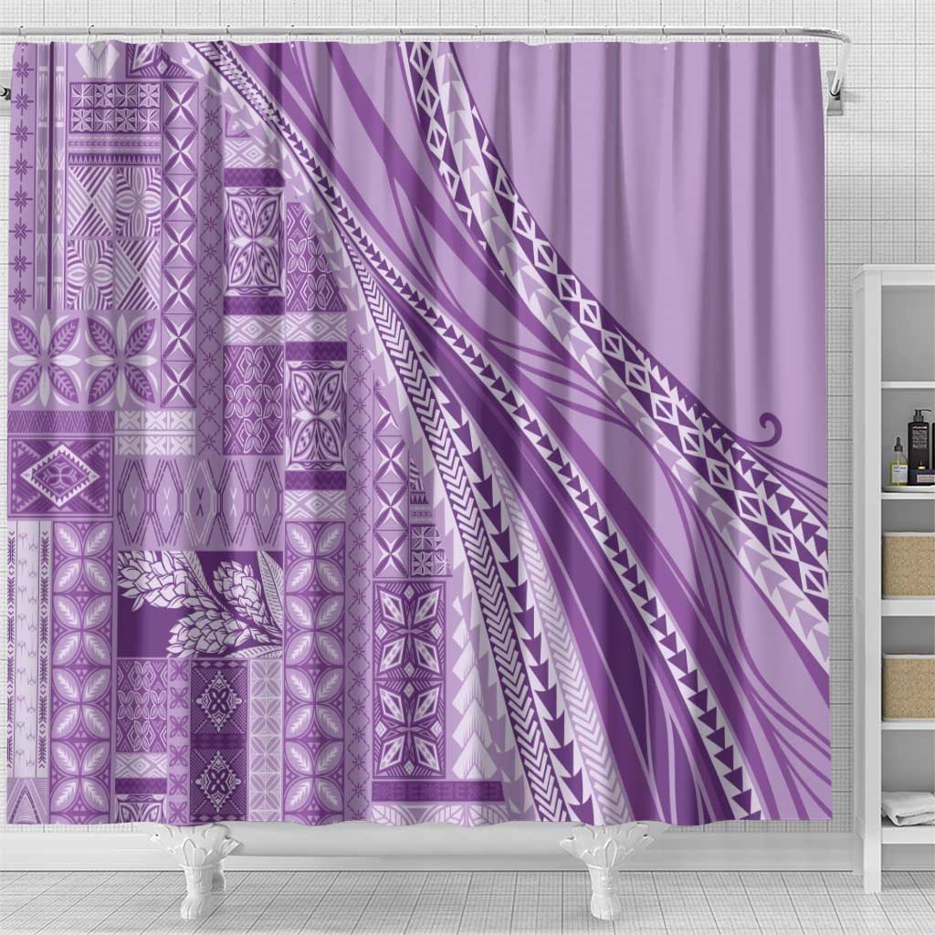 Pasifika Women's Day - Samoa Siapo Malu Tattoo Inspired Shower Curtain Lavender LT7 - Polynesian Pride