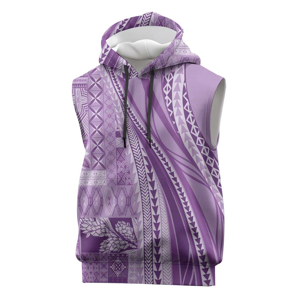Pasifika Women's Day - Samoa Siapo Malu Tattoo Inspired Sleeveless Hoodie Lavender LT7 Lavender - Polynesian Pride