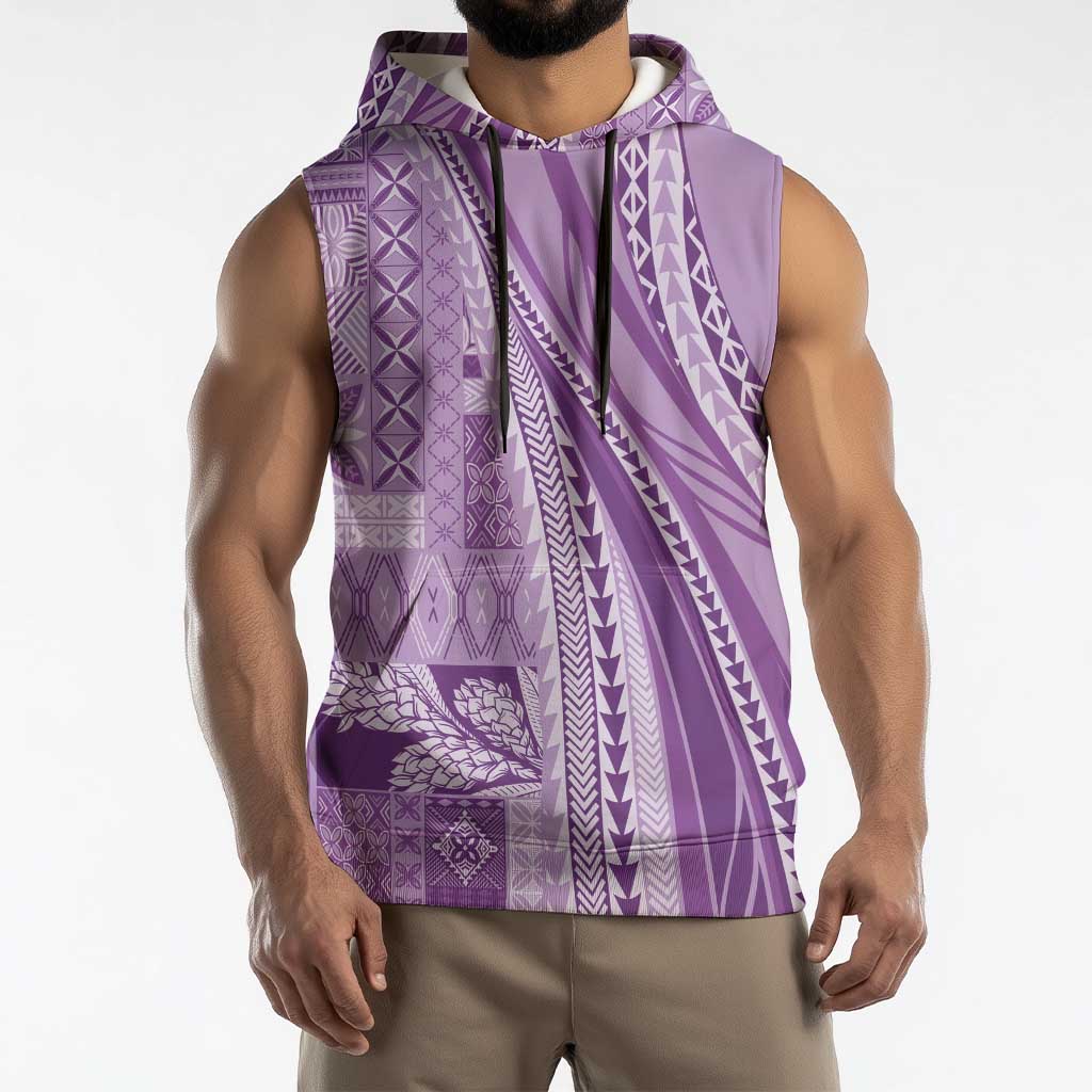 Pasifika Women's Day - Samoa Siapo Malu Tattoo Inspired Sleeveless Hoodie Lavender LT7 - Polynesian Pride