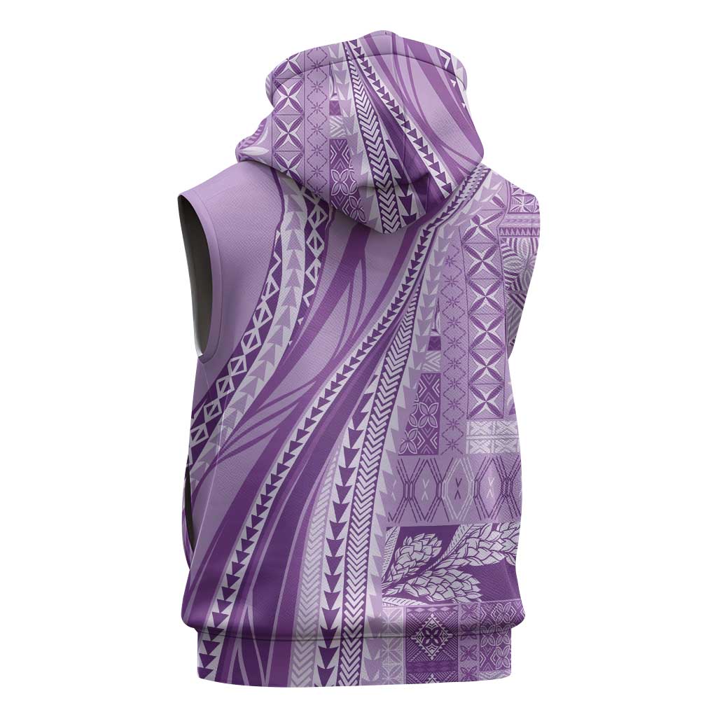 Pasifika Women's Day - Samoa Siapo Malu Tattoo Inspired Sleeveless Zip Hoodie Lavender LT7 - Polynesian Pride