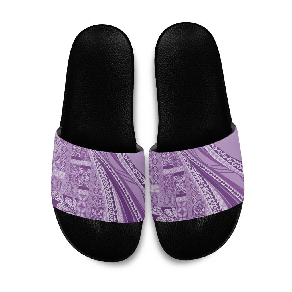 Pasifika Women's Day - Samoa Siapo Malu Tattoo Inspired Slide Sandals Lavender LT7 Lavender - Polynesian Pride