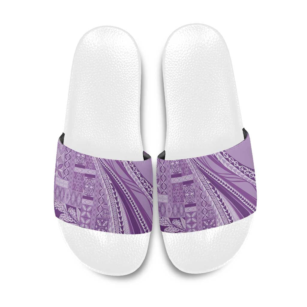 Pasifika Women's Day - Samoa Siapo Malu Tattoo Inspired Slide Sandals Lavender LT7 Lavender - Polynesian Pride
