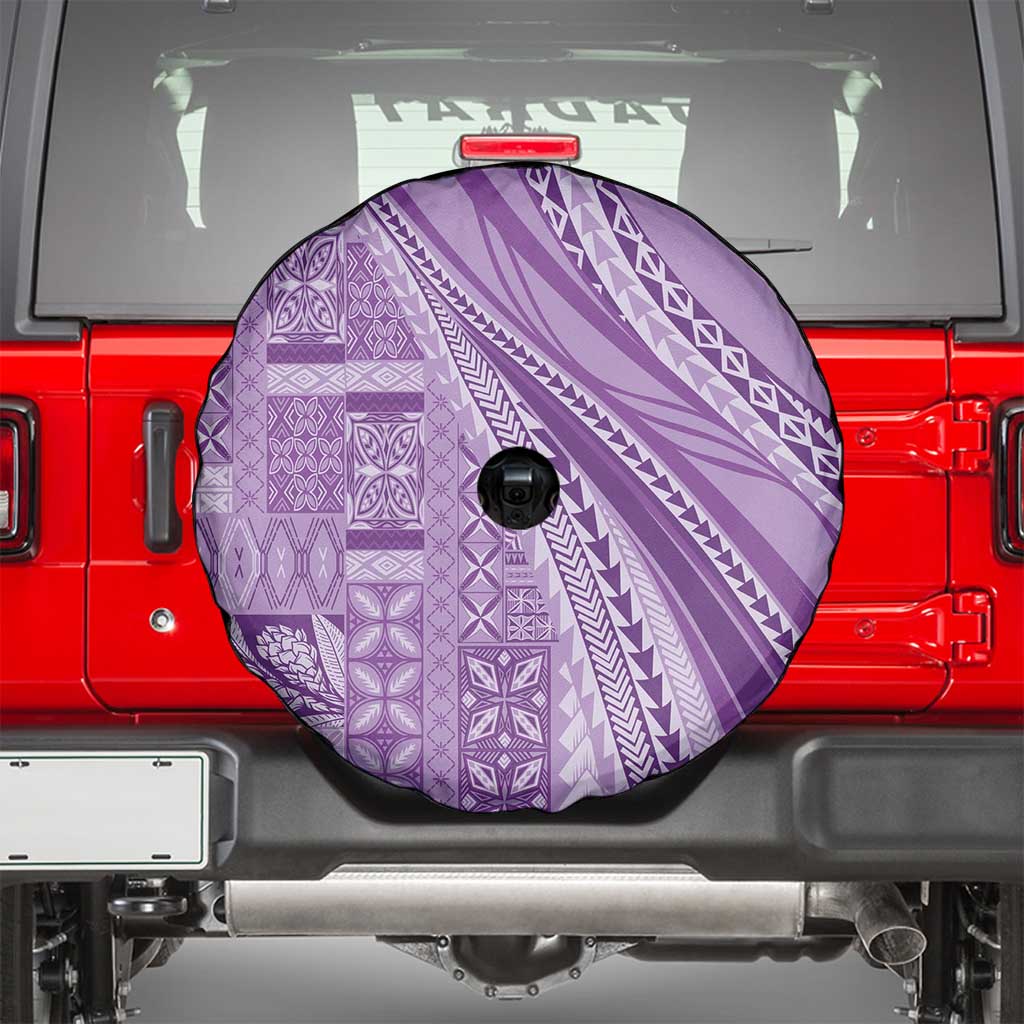 Pasifika Women's Day - Samoa Siapo Malu Tattoo Inspired Spare Tire Cover Lavender LT7 - Polynesian Pride