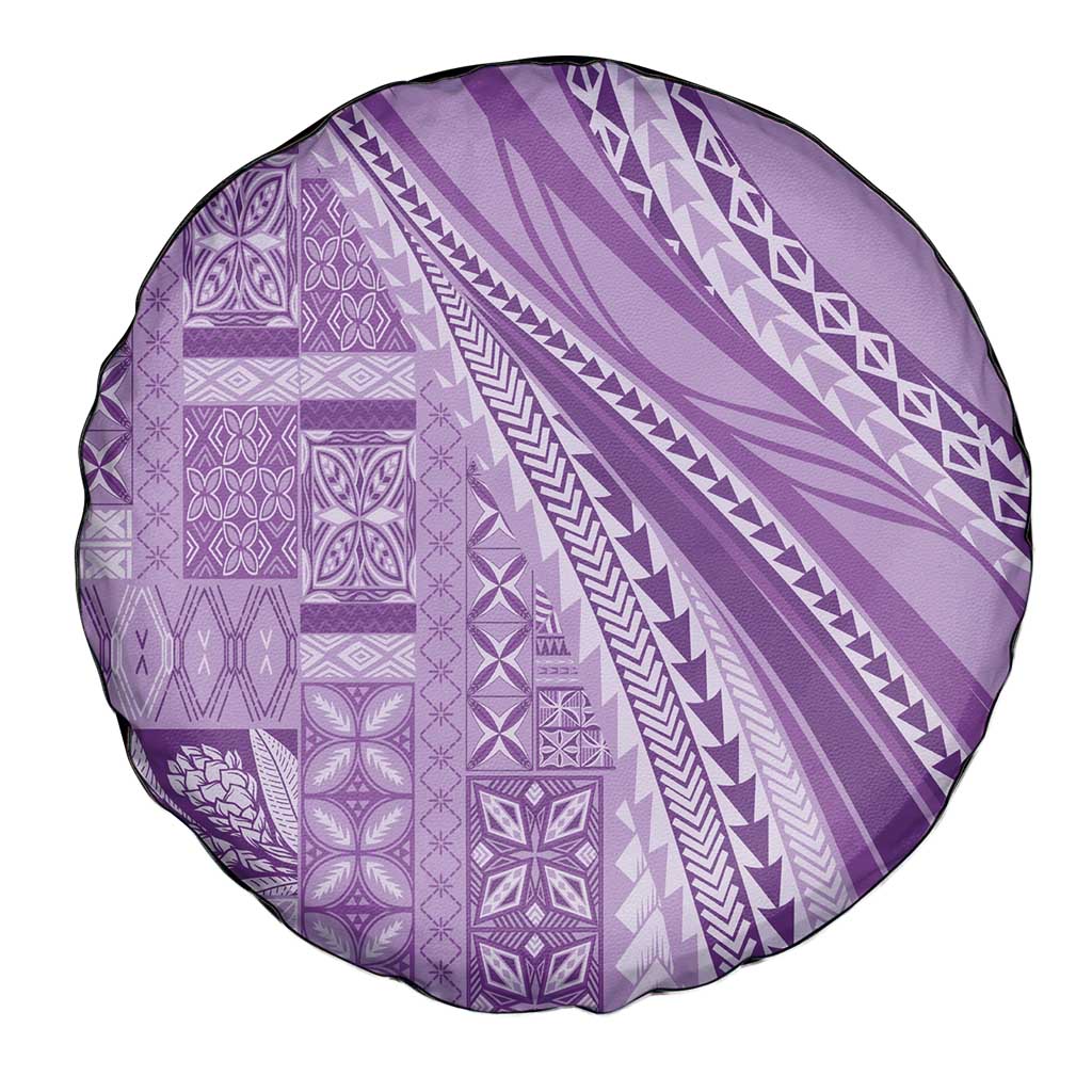 Pasifika Women's Day - Samoa Siapo Malu Tattoo Inspired Spare Tire Cover Lavender LT7 - Polynesian Pride