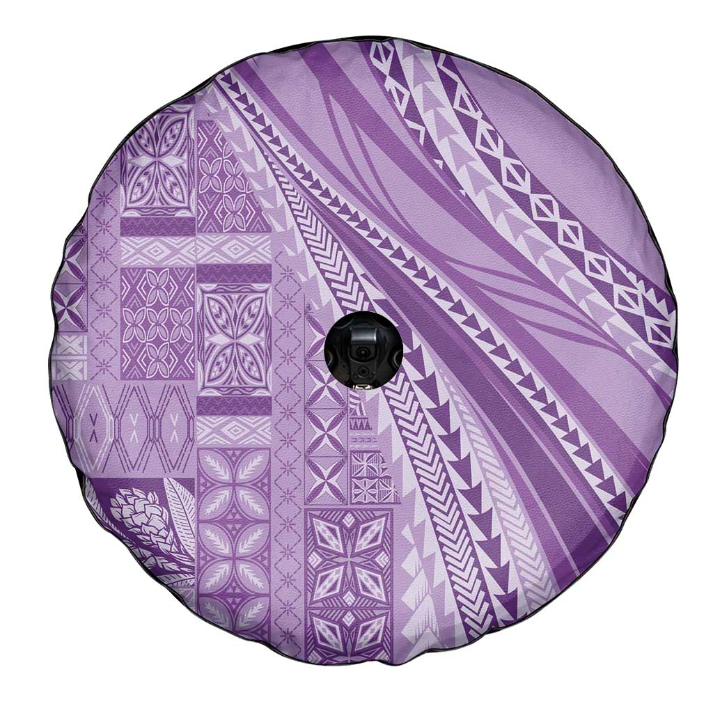 Pasifika Women's Day - Samoa Siapo Malu Tattoo Inspired Spare Tire Cover Lavender LT7 - Polynesian Pride
