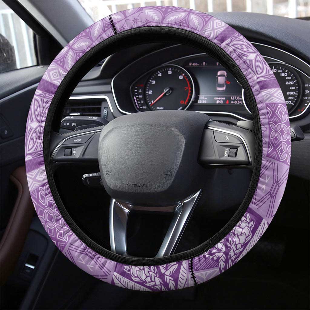 Pasifika Women's Day - Samoa Siapo Malu Tattoo Inspired Steering Wheel Cover Lavender LT7 - Polynesian Pride