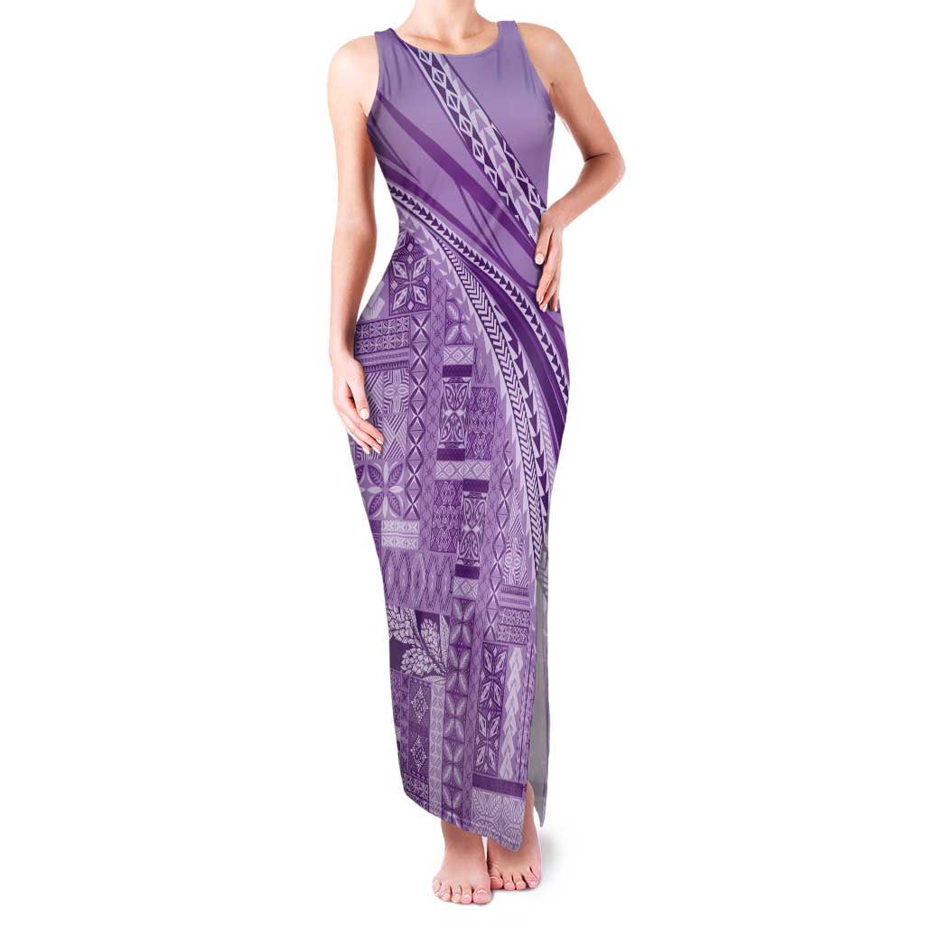 Pasifika Women's Day - Samoa Siapo Malu Tattoo Inspired Tank Maxi Dress Lavender