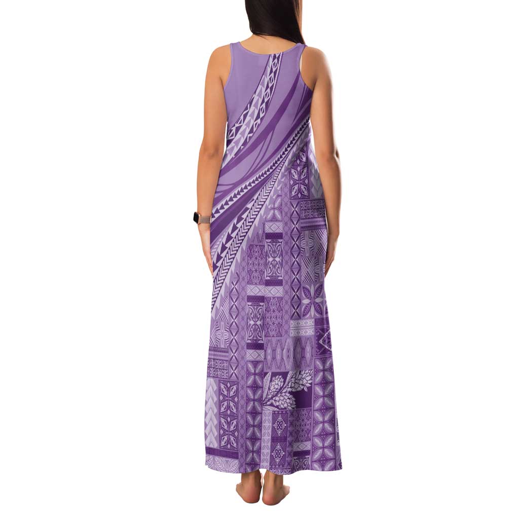 Pasifika Women's Day - Samoa Siapo Malu Tattoo Inspired Tank Maxi Dress Lavender