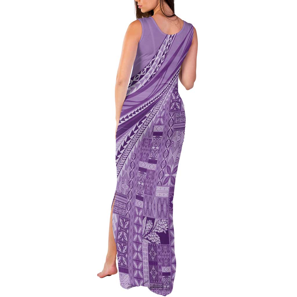 Pasifika Women's Day - Samoa Siapo Malu Tattoo Inspired Tank Maxi Dress Lavender
