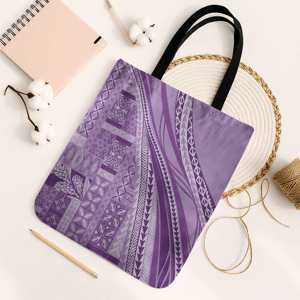 Pasifika Women's Day - Samoa Siapo Malu Tattoo Inspired Tote Bag Lavender LT7 Black Strap One Size Lavender - Polynesian Pride