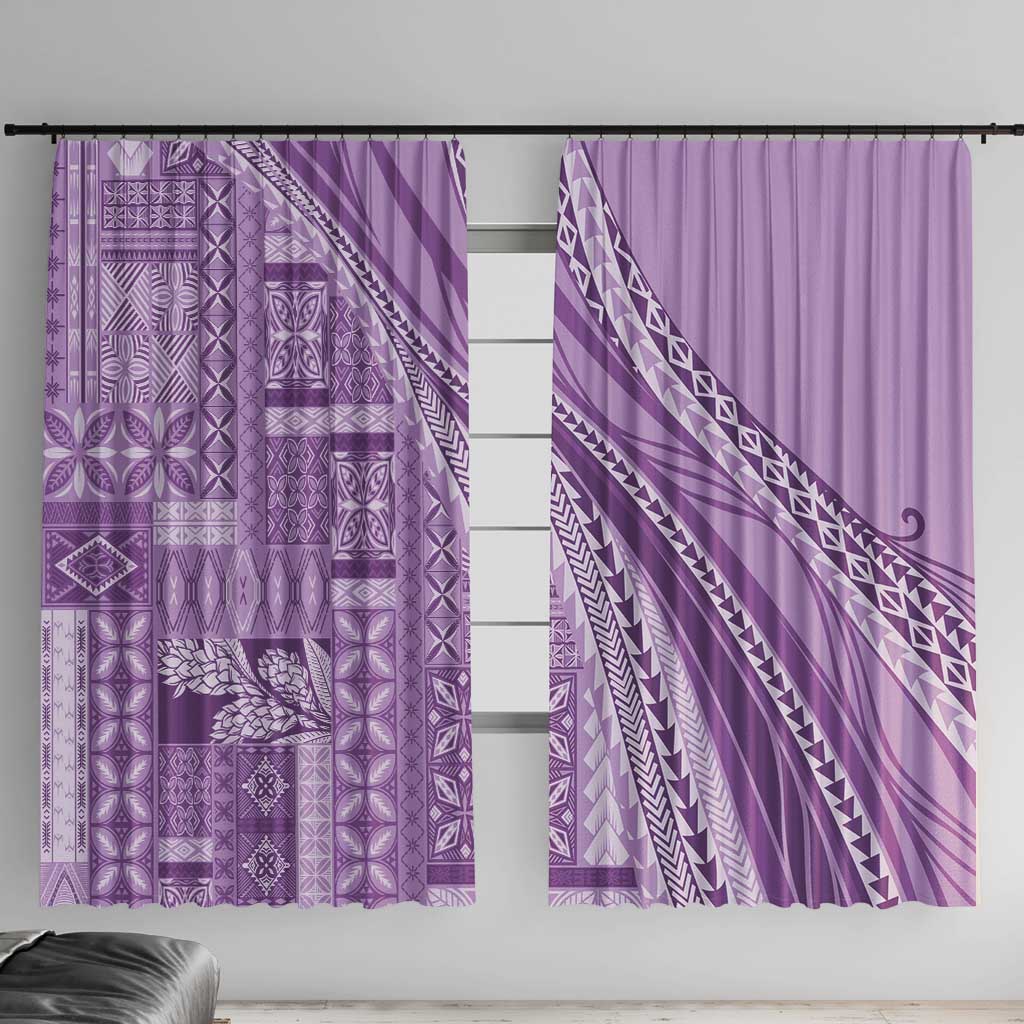 Pasifika Women's Day - Samoa Siapo Malu Tattoo Inspired Window Curtain Lavender LT7 With Hooks Lavender - Polynesian Pride