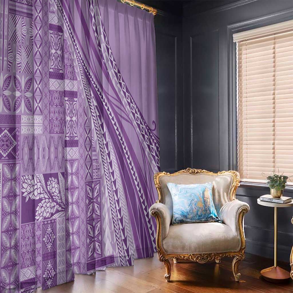 Pasifika Women's Day - Samoa Siapo Malu Tattoo Inspired Window Curtain Lavender LT7 - Polynesian Pride