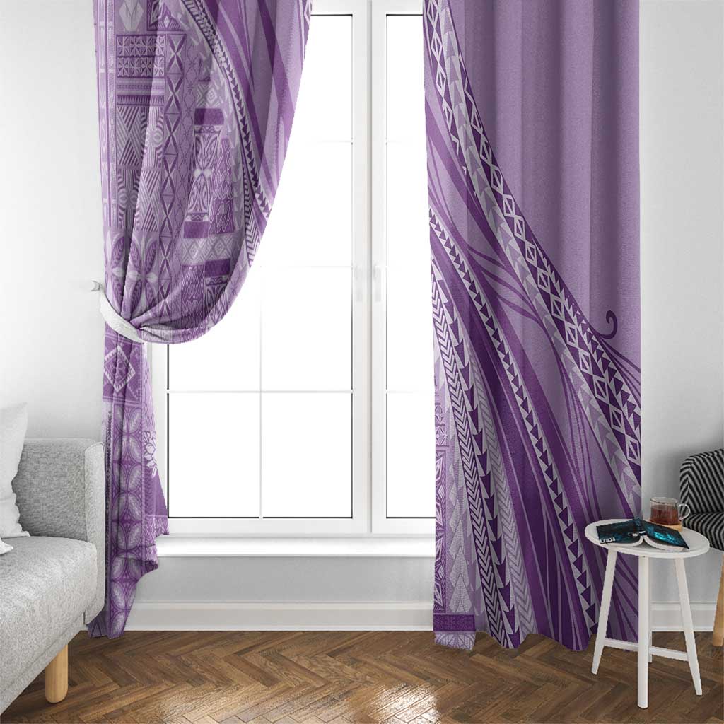 Pasifika Women's Day - Samoa Siapo Malu Tattoo Inspired Window Curtain Lavender LT7 - Polynesian Pride