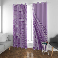 Pasifika Women's Day - Samoa Siapo Malu Tattoo Inspired Window Curtain Lavender LT7 With Grommets Lavender - Polynesian Pride