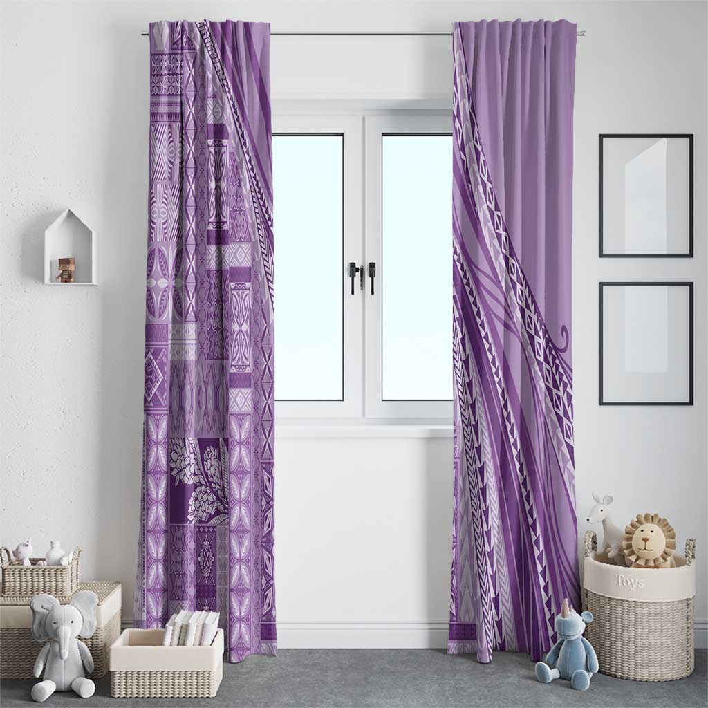 Pasifika Women's Day - Samoa Siapo Malu Tattoo Inspired Window Curtain Lavender LT7 - Polynesian Pride