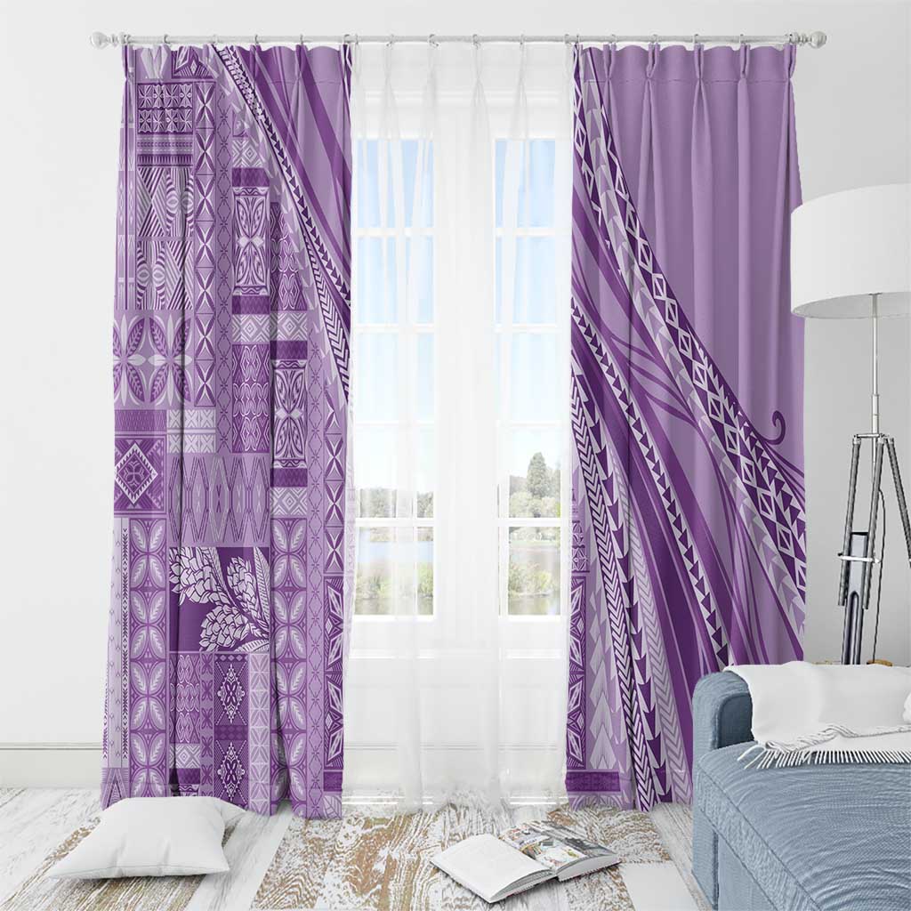 Pasifika Women's Day - Samoa Siapo Malu Tattoo Inspired Window Curtain Lavender LT7 - Polynesian Pride