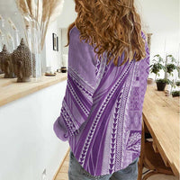 Pasifika Women's Day - Samoa Siapo Malu Tattoo Inspired Women Casual Shirt Lavender LT7 - Polynesian Pride
