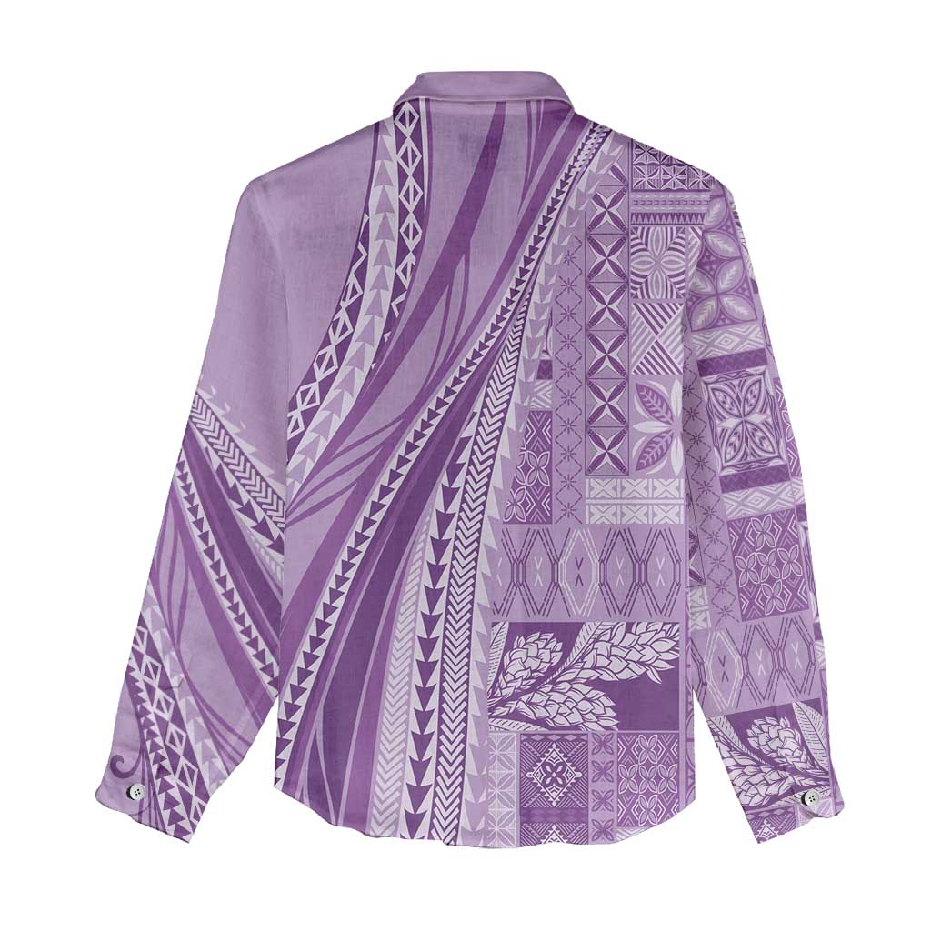 Pasifika Women's Day - Samoa Siapo Malu Tattoo Inspired Women Casual Shirt Lavender LT7 - Polynesian Pride