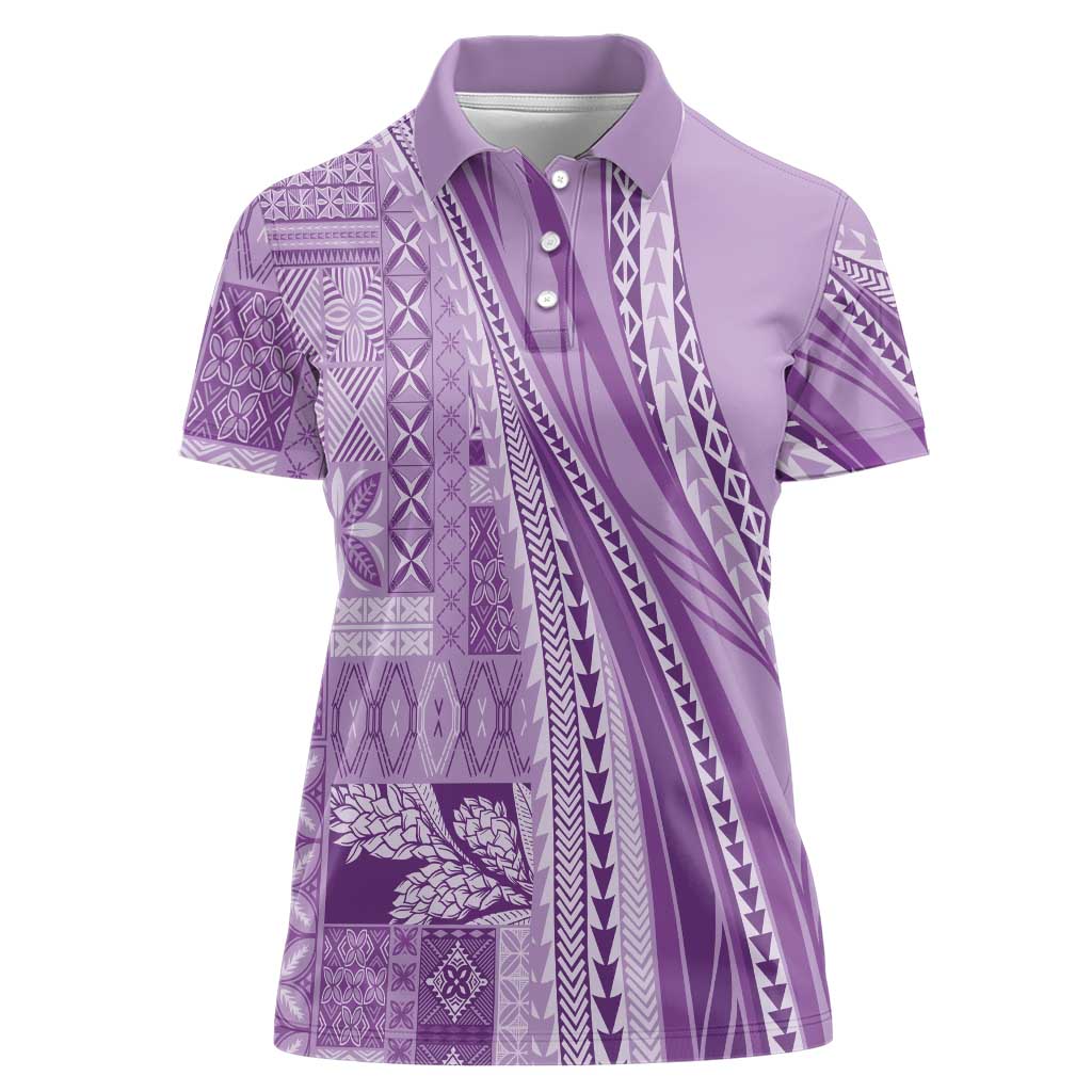 Pasifika Women's Day - Samoa Siapo Malu Tattoo Inspired Women Polo Shirt Lavender LT7 Female Lavender - Polynesian Pride
