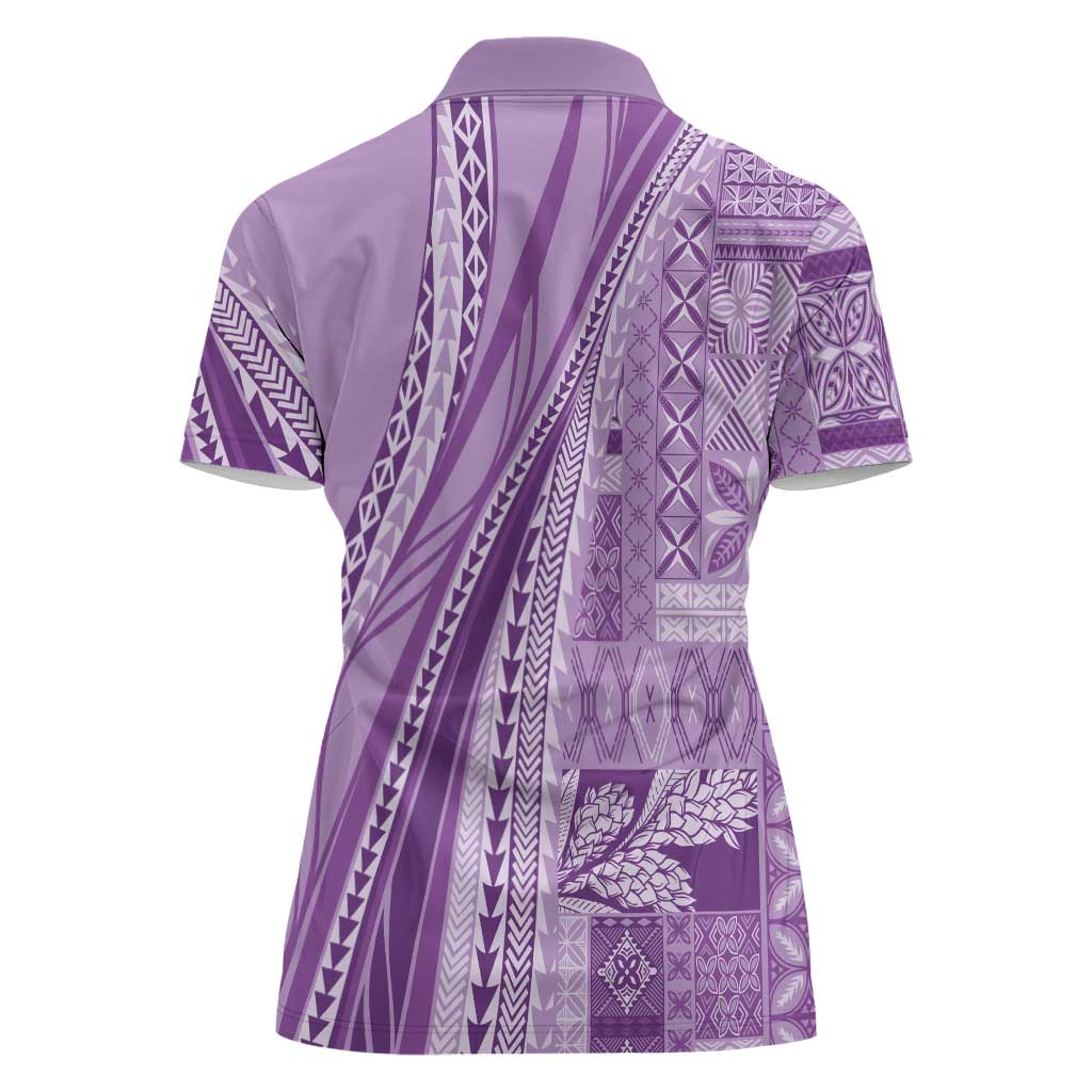 Pasifika Women's Day - Samoa Siapo Malu Tattoo Inspired Women Polo Shirt Lavender LT7 - Polynesian Pride