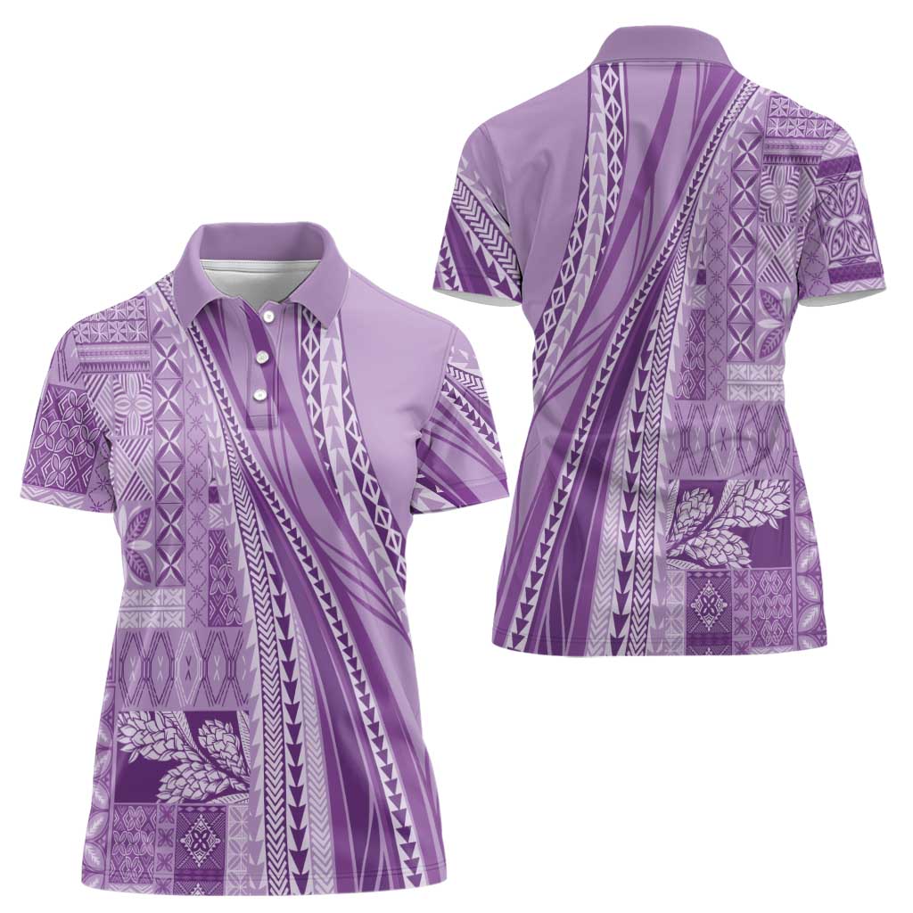 Pasifika Women's Day - Samoa Siapo Malu Tattoo Inspired Women Polo Shirt Lavender LT7 - Polynesian Pride