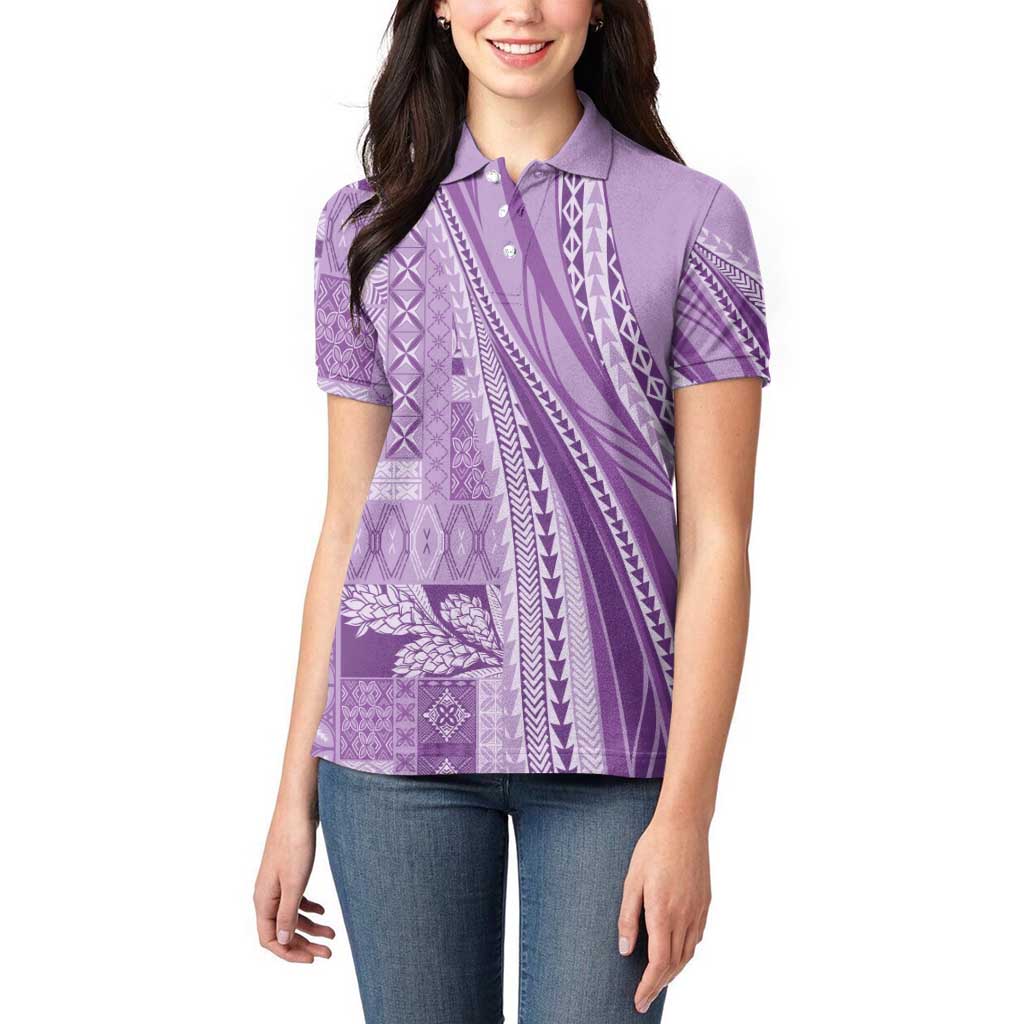 Pasifika Women's Day - Samoa Siapo Malu Tattoo Inspired Women Polo Shirt Lavender LT7 - Polynesian Pride