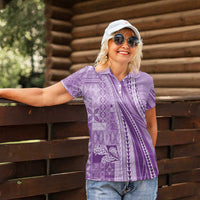 Pasifika Women's Day - Samoa Siapo Malu Tattoo Inspired Women Polo Shirt Lavender LT7 - Polynesian Pride