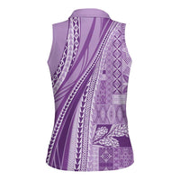 Pasifika Women's Day - Samoa Siapo Malu Tattoo Inspired Women Sleeveless Polo Shirt Lavender LT7 - Polynesian Pride