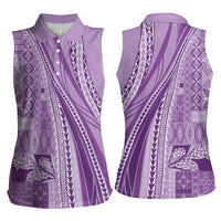 Pasifika Women's Day - Samoa Siapo Malu Tattoo Inspired Women Sleeveless Polo Shirt Lavender LT7 - Polynesian Pride
