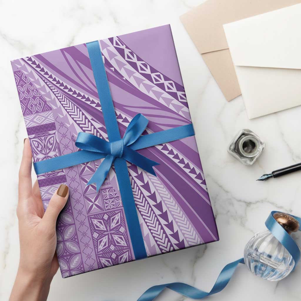 Pasifika Women's Day - Samoa Siapo Malu Tattoo Inspired Wrapping Paper Lavender LT7 - Polynesian Pride
