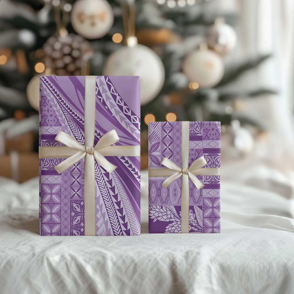 Pasifika Women's Day - Samoa Siapo Malu Tattoo Inspired Wrapping Paper Lavender LT7 - Polynesian Pride