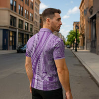 Pasifika Women's Day - Samoa Siapo Malu Tattoo Inspired Zipper Polo Shirt Lavender LT7 - Polynesian Pride