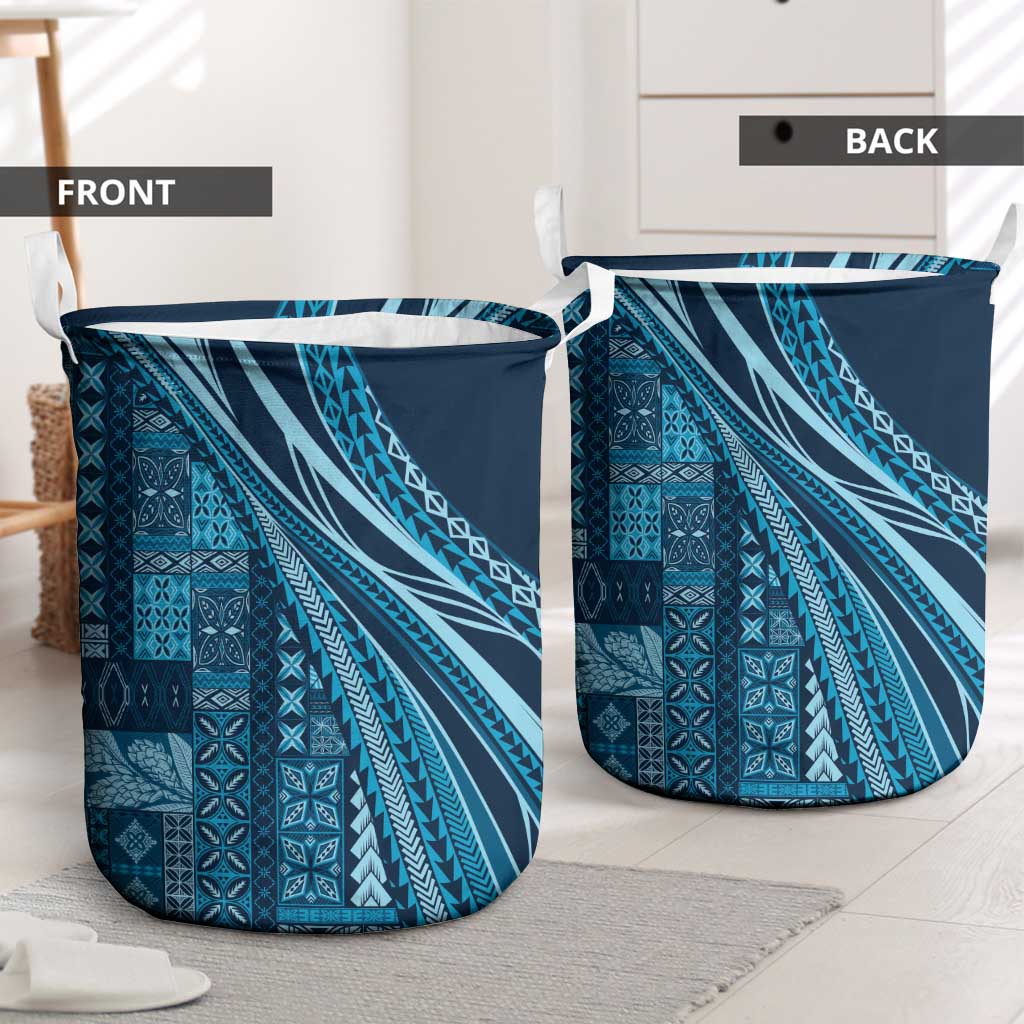 Pasifika Women's Day - Samoa Siapo Malu Tattoo Inspired Laundry Basket Navy Blue LT7 - Polynesian Pride