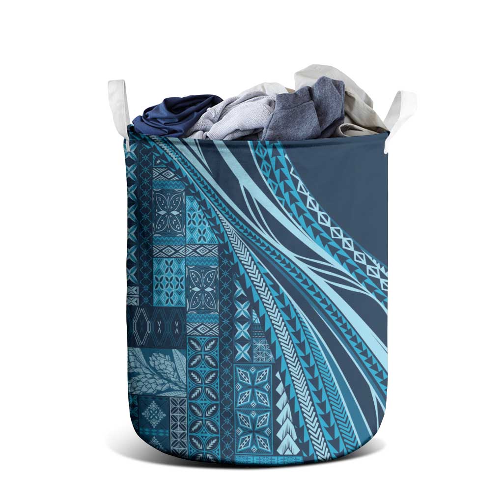 Pasifika Women's Day - Samoa Siapo Malu Tattoo Inspired Laundry Basket Navy Blue LT7 - Polynesian Pride