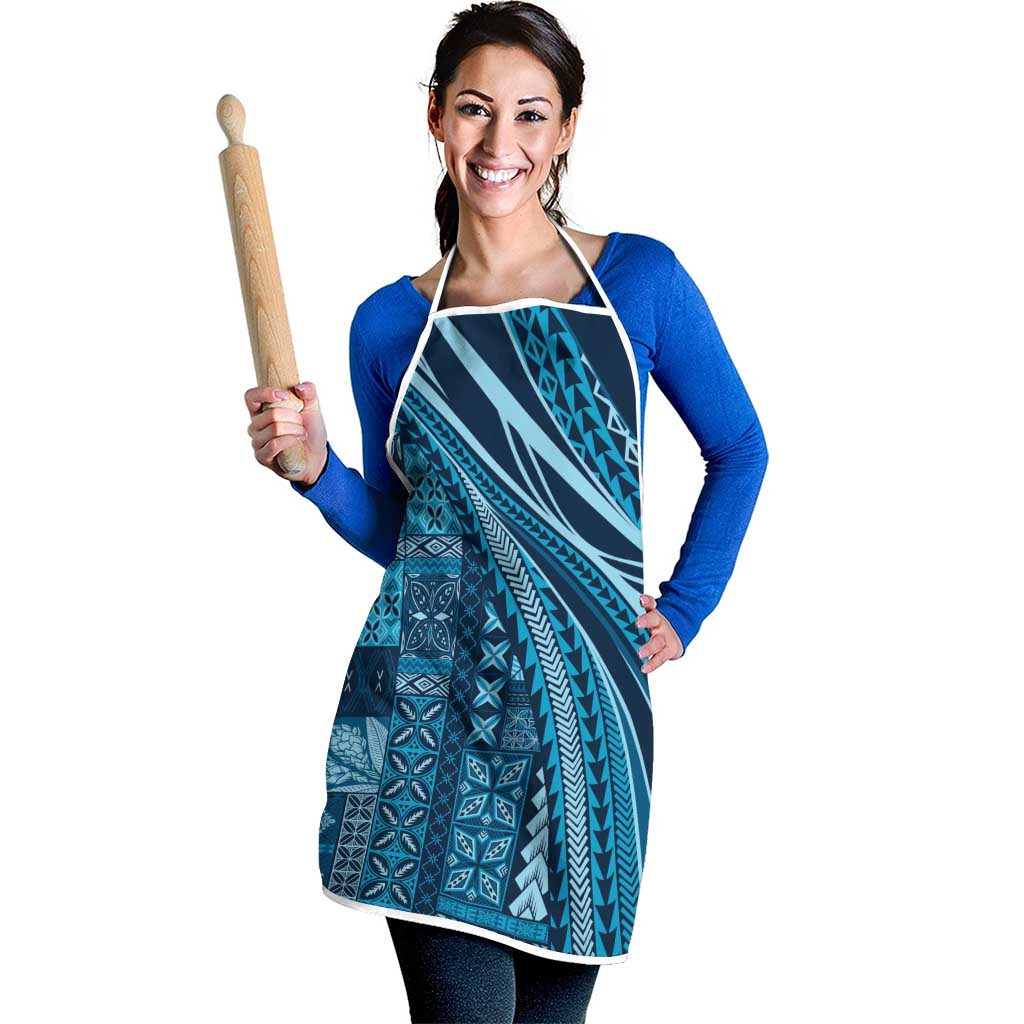 Pasifika Women's Day - Samoa Siapo Malu Tattoo Inspired Apron Navy Blue
