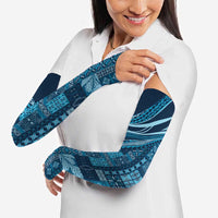 Pasifika Women's Day - Samoa Siapo Malu Tattoo Inspired Arm Sleeves Navy Blue LT7 - Polynesian Pride